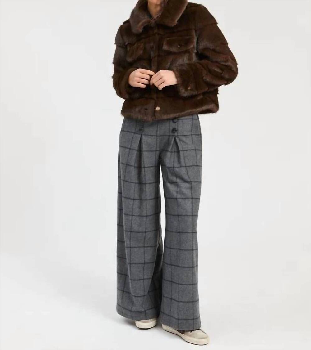 NEW VILAGALLO faux fur textured stripe jacket in brown vaquera